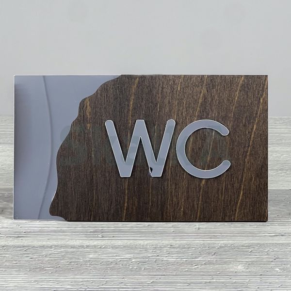 Табличка WC 175x100мм Срібна 3332 фото