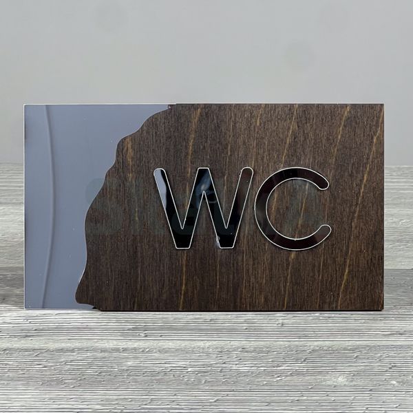 Табличка WC 175x100мм Срібна 3332 фото