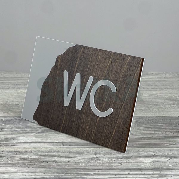 Табличка WC 175x100мм Срібна 3332 фото