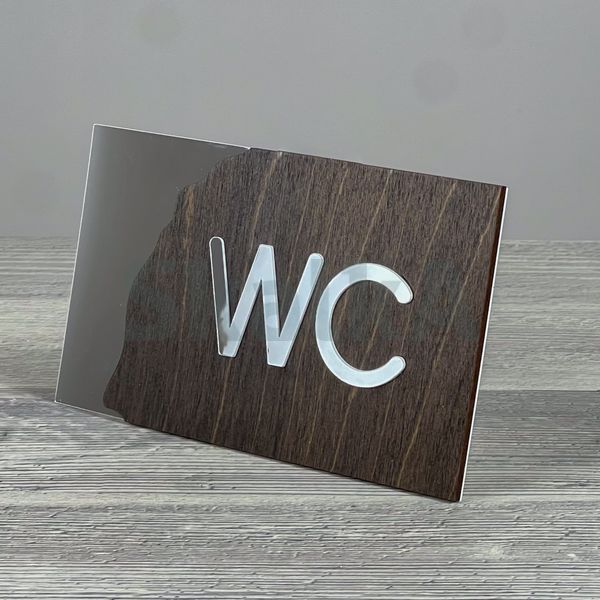 Табличка WC 175x100мм Срібна 3332 фото