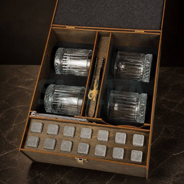 Подарочный набор камней для виски на 4 стакана Diamond GL G15 фото